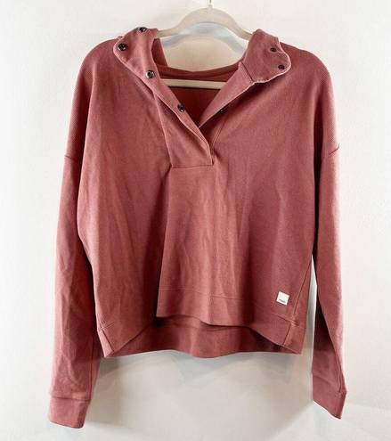 Vuori  Bayview Thermal Waffle Hoodie Pullover Sweatshirt Rosewood Pink XS