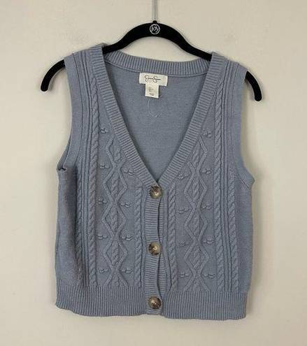 Jessica Simpson  | Light Blue Cableknit Button Front Sweater Vest Size Large