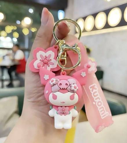 Sanrio  Kuromi Sakura Cherry Blossom Kawaii Cute Backpack Charm Keychain Gift​​