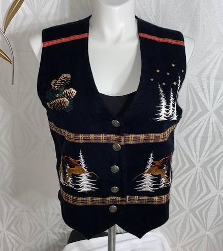 Karen Scott Winter Scenes Button Up Vest Classic Vintage