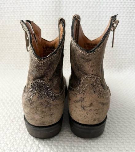 5/48 Lauralee Taupe Brown Distressed Leather Stitch Western Cowboy Ankle Boot 36