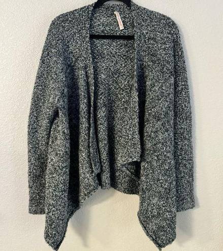 Rebecca Taylor  Wool Alpaca Blend Open Front Chunky Cardigan Neutral Grey Cozy L