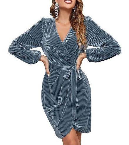 Merokeety  Wrap Velvet Mini Dress V Neck Cocktail Party XL NO BELT