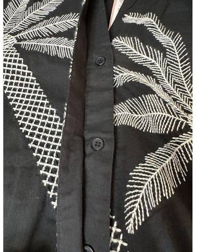 Badgley Mischka  Small Tunic Dress White Black Palm Tree Embroidered NEW NWT