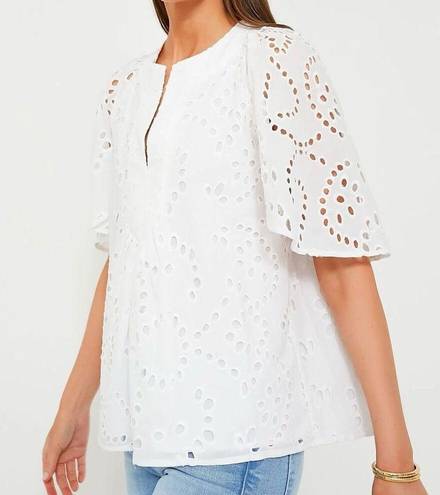 Tuckernuck  NWT Blouse Finley Flutter Sleeve White Lace Eyelet Top Size S