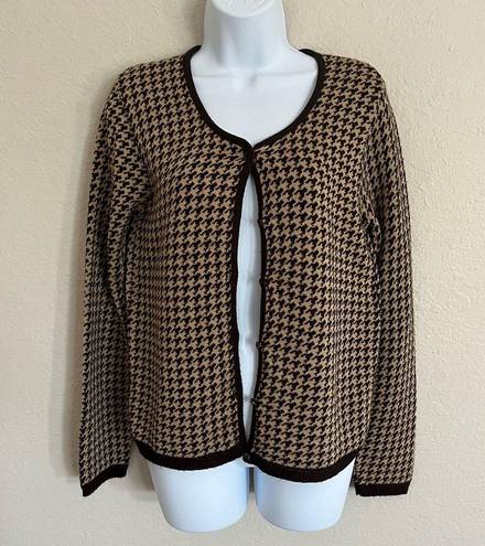 Herman Geist  Houndstooth Button Front Cardigan Sweater Long Sleeve Women’s Small