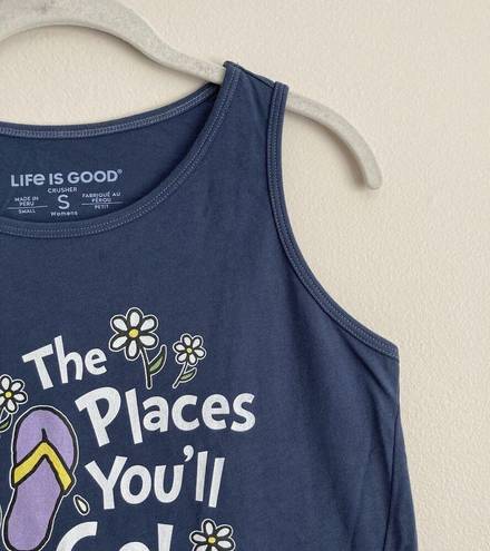 Life is Good  Womens Crusher Tank Top Oh The Places You'll Go Size Small Blue