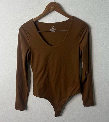 One Piece Nuuds Chocolate Brown Long Sleeve Bodysuit  Womens Size M