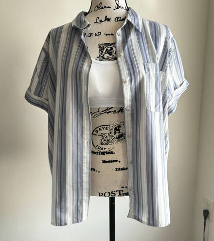 Polo Universal Thread Striped  button down shirt blue/white XL