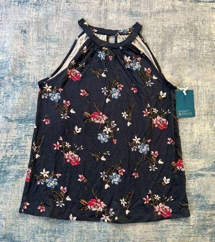 Market & Spruce NWT!  Blue Pink Floral Sleeveless Blouse Medium