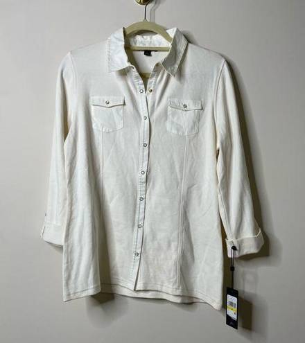 Tommy Hilfiger  Ivory Button Front Shirt Medium