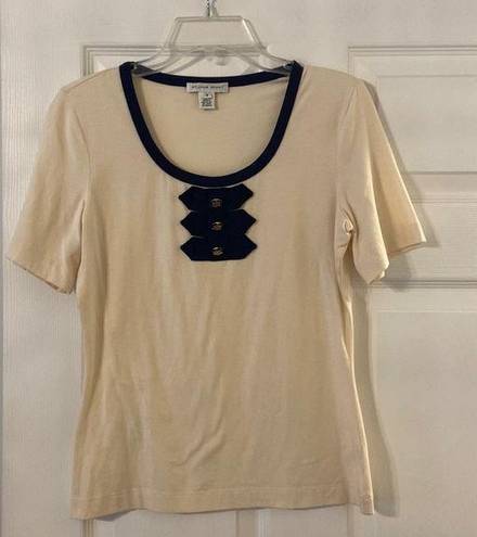 St. John  Blouse size S excellent condition color cream and navy blue color