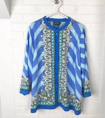 Bob Mackie Wearable Art Button Down Shirt Size 1X