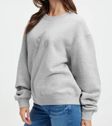 Good American  Leo Jeweled Sweatshirt Grey