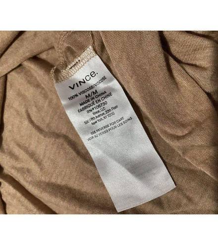 Vince  Tan Viscose Long Sleeve Pullover Crewneck Blouse M