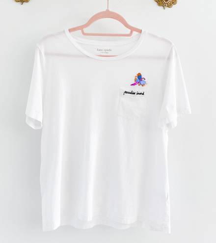 Kate Spade “Paradise Bound” White Embroidered Tee