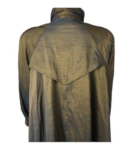 London Fog Vintage  Iridescent Long Trench Coat Green/Gold/Blue size 10 p