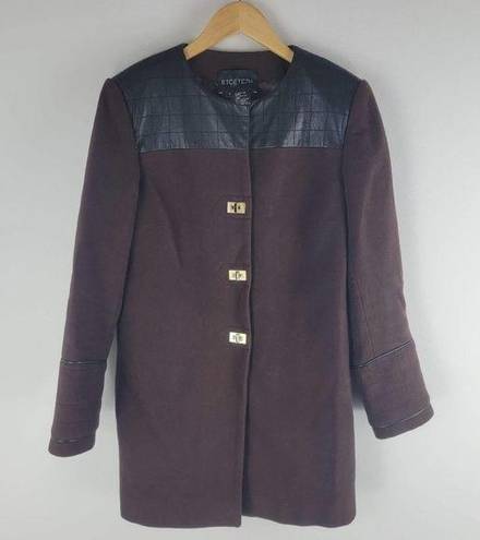 Etcetera  Cotton And Leather Coat Lined Brown Black Size 6