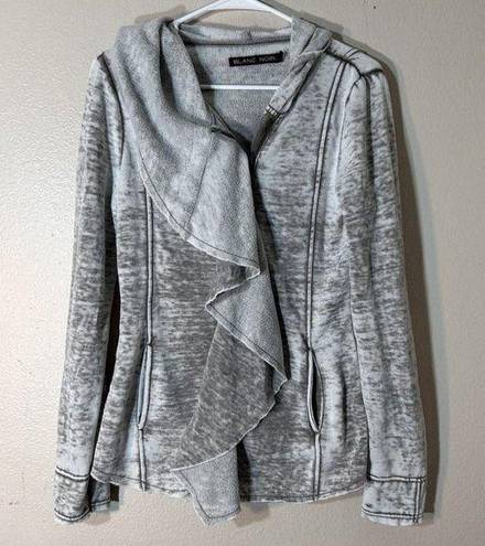 Blanc  NOIR Jacket Drape Style Full Zip Soft Fleece Burnout Style Size Small Gray