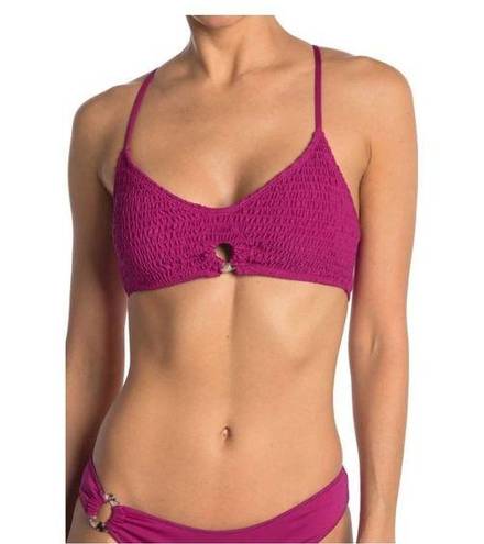 The Bikini Lab  Smocked Bralette Bikini Top Raspberry Pink