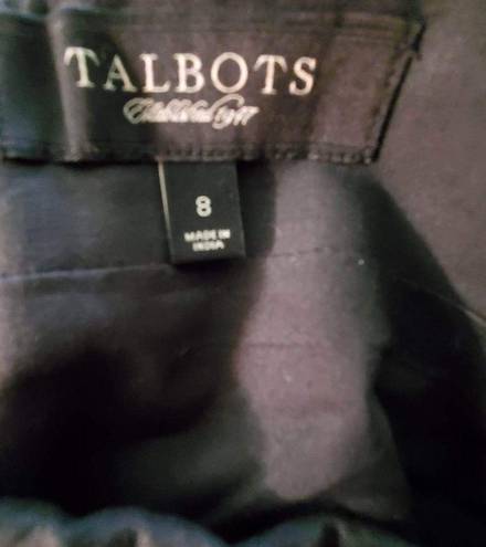 Talbots  SIZE 8 black skirt with large purple and pink flowers and a-line