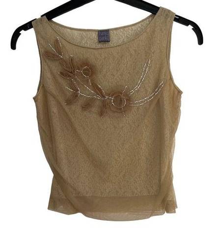 Hanky Panky VINTAGE  Brown Sleeveless Layered Lined Sequin Tank Top