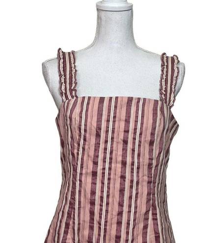 Alexis  Womens Brandy Mini Dress in Rose Stripe Wide Ruffle Shoulder XL New NWT