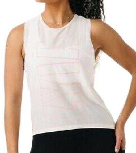 Zyia NWT  Hot Pink Ivory Blush Spell-Out Athlete Tank Muscle Top Women's Sz Small