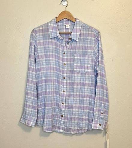 Caslon NWT Nordstrom brand  Herringbone Weave Plaid Button Up Shirt