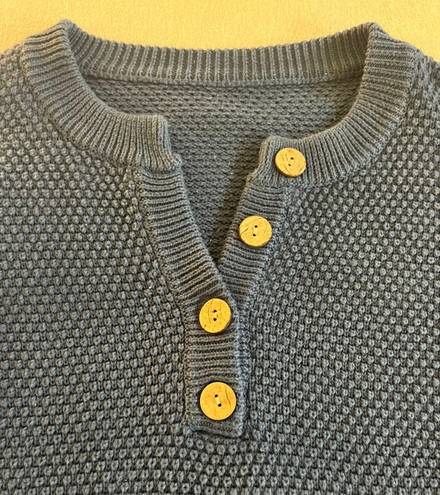 Waffle Knit Oversized Sweater Blue Size M