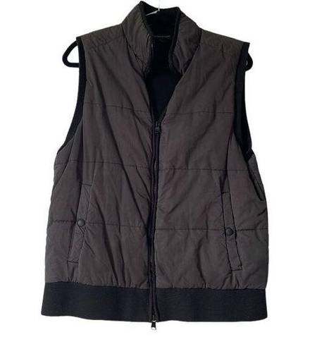 Banana Republic  Black Grey Padded Puffer Classic Zipper Front Vest size Large