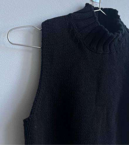 Ralph Lauren Lauren  Sleeveless Mock Neck Turtleneck Top Sweater Thick Knit Black