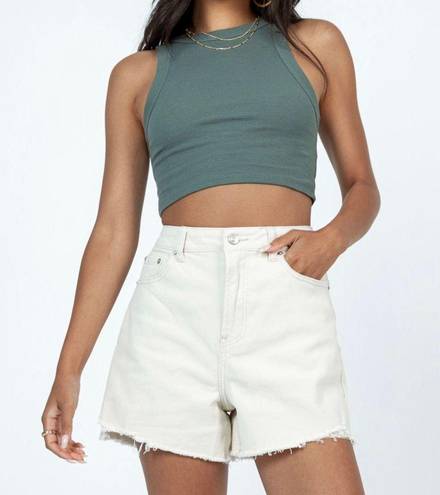 Princess Polly Elena Denim Shorts Cream