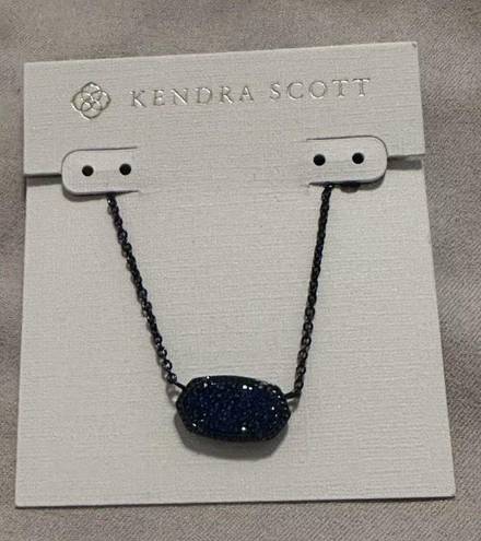 Kendra Scott Navy Gunmetal Elisa Necklace in Blue Drusy