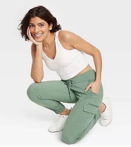 All In Motion  Flex Woven Mid-Rise Cargo Joggers - Green Women's XXL