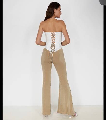 Say Anything NWT boutique  gold high waisted flare knit pants