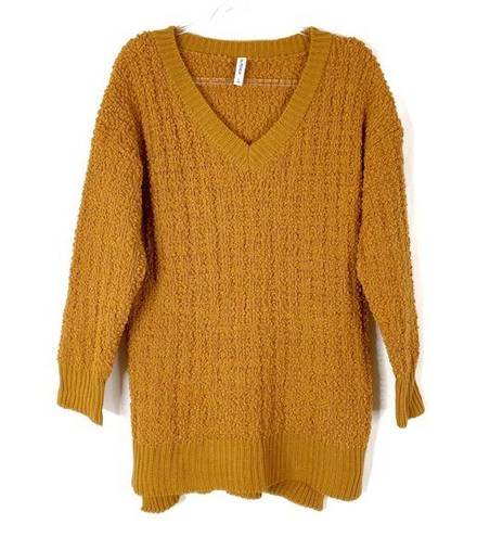 Zenana Premium  | Mustard Yellow Polyester/Acrylic Fuzzy V-Neck Sweater