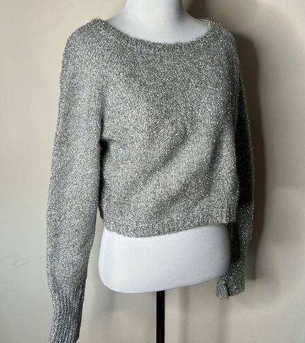 All Saints Rosetta Silver Tinsel Cropped Sweater