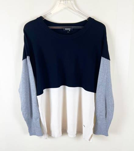 DKNY Neutral Colorblock Sweater Size Large