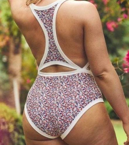 Aerie  One Piece Floral Cutout Swimsuit Full Coverage Size Medium