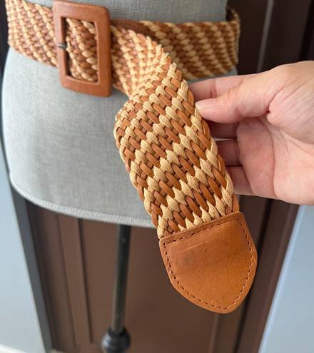 Calvin Klein Chunky Beige Braided Leather Belt