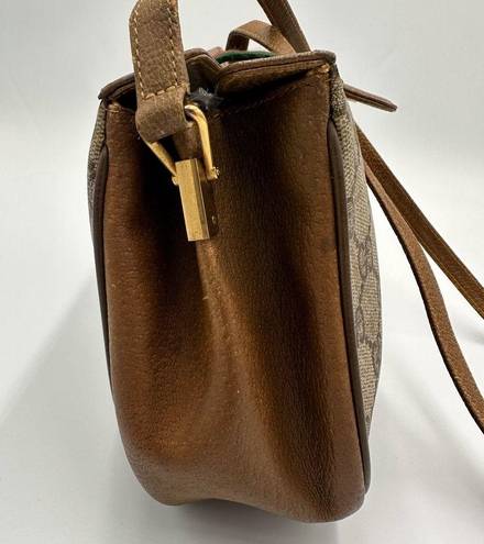 Gucci  Brown/Beige GG Supreme Canvas and Leather Vintage Web Shoulder Bag