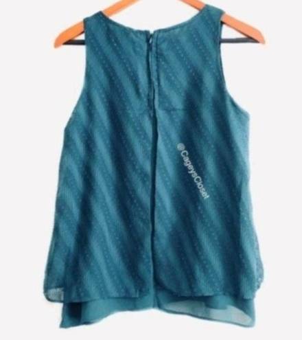 Bobeau Nordstrom  Tank Top S Split Back Overlay Layer Georgette Design Teal