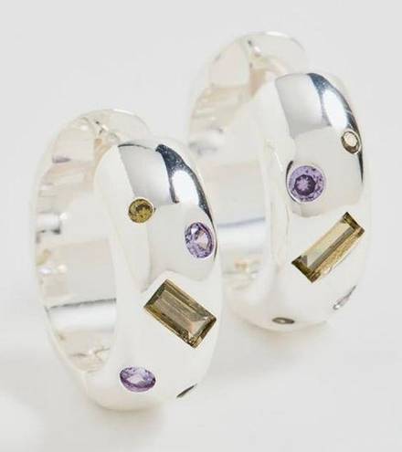 Madewell NWT  Confetti Crystal Huggie Hoop Earrings