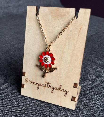 Wish Flower Make a  Fashion Necklace, Gold, Red Enamel