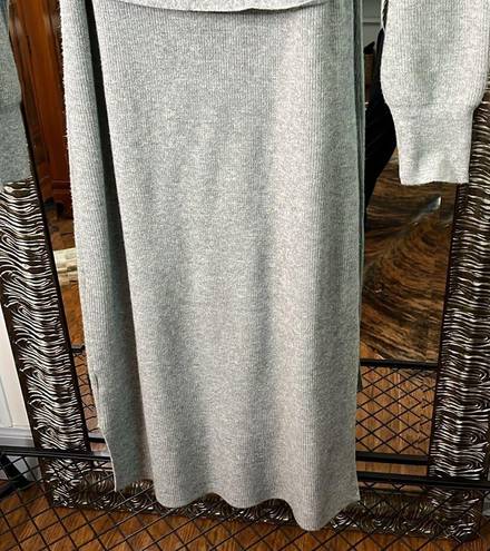 Chelsea 28 Sweater Dress Grey Knit Wrap Top Vneck Belted Side Slit Size Large