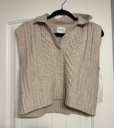 Pink Rose Tan Sweater Vest