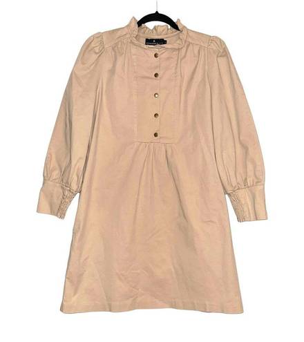 Tuckernuck  Pomander Place Claiborne 3/4 Sleeve Khaki Shirt Dress MEDIUM