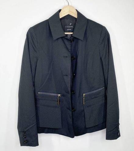 Doncaster  Collection Black Pinstripe Wool Blend Blazer Jacket Women's Size 6