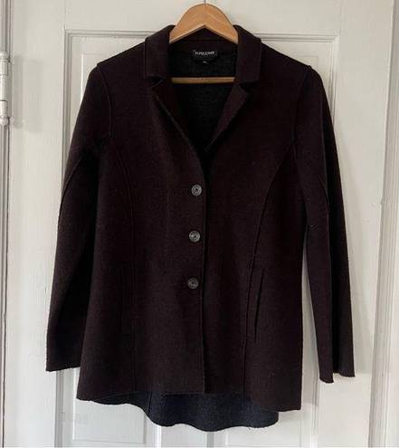 Eileen Fisher  Brown Merino Wool Button Jacket in Size Medium Petite